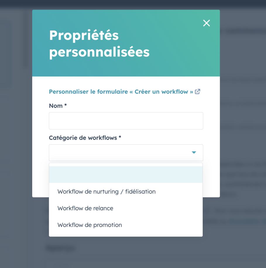 propriétés personnalisées